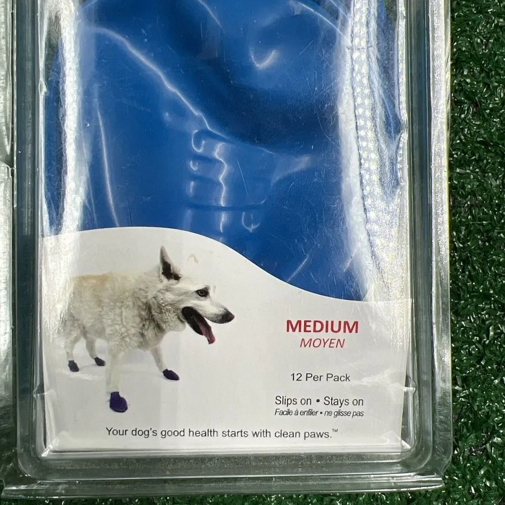 Protex Medium Blue Rubber Dog Boots‎ Reusable Waterproof New